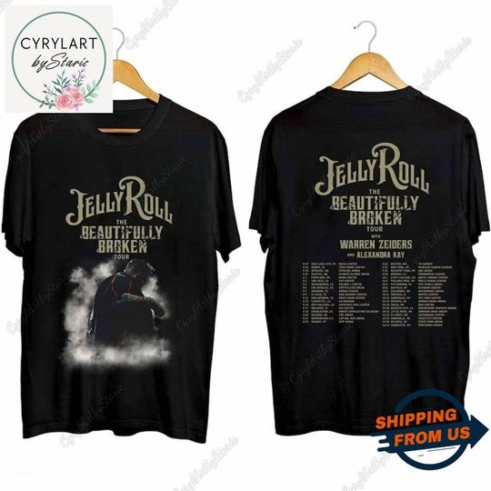 Discover Jelly Roll The Beautifully Broken Tour 2024 Shirt, Jelly Roll Merch, Gifts For Fans, Music Tour Shirt, Graphic Tee Shirt, Concert Shirt