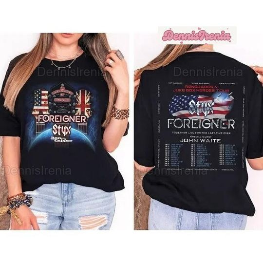 Discover Styxs And Foreigner Summer 2024 Tour Shirt, Styxs And Foreigner Band Fan Shirt, Styxs And Foreigner 2024 Tour Shirt, Music Tour Shirt