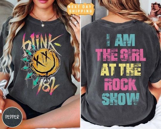 B182 Comfort Colors Shirt, I'm the Girl At The Rock Show Shirt, Arrow Smiley Retro Shirt, Vintage Blinks Shirt, Punk Rock Tee