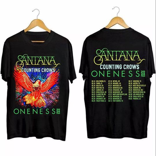 Discover Carlos Santana and Counting Crows Shirt, The Oneness Tour 2024 Shirt Vintage Gift For Men Women