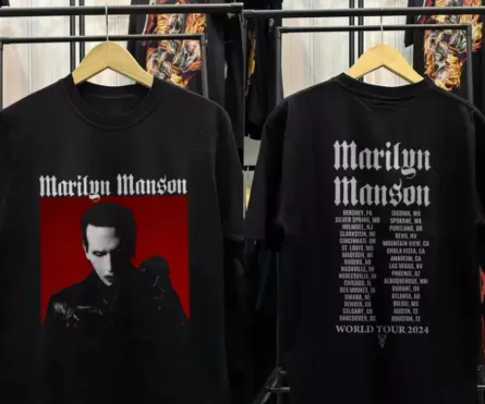 New Trending Shirt - 2024 MARILYN MANSON World Tour Date Unisex Tee Shirt