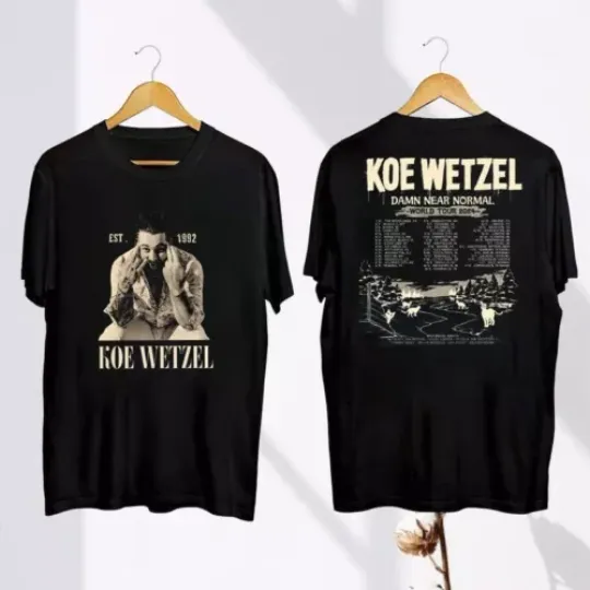Discover Koe Wetzel Shirt, Koe Wetzel Damn Near Normal Tour 2024 Shirt, Concert Shirt