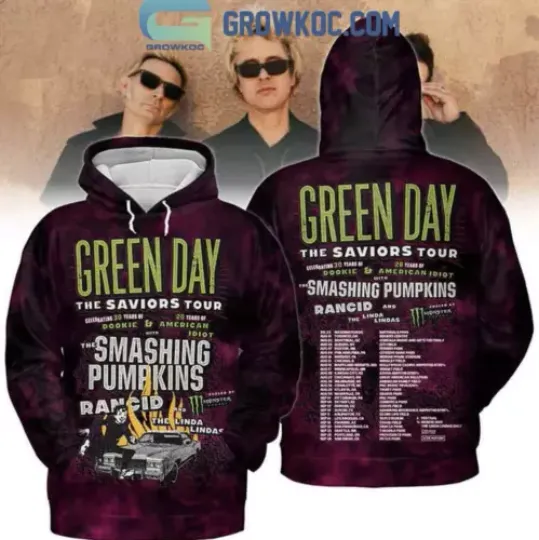 Discover Green Day The Saviors Tour 2024 The Smashing Pumpkin Rancid 3D Hoodie