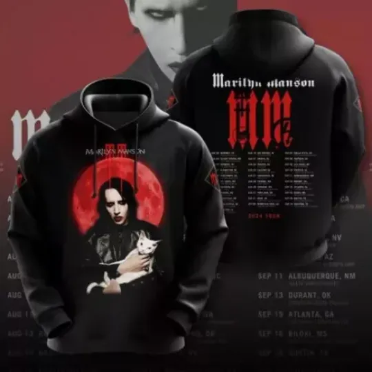 Marilyn Manson 3D Hoodie Tour 2024 3D Hoodie