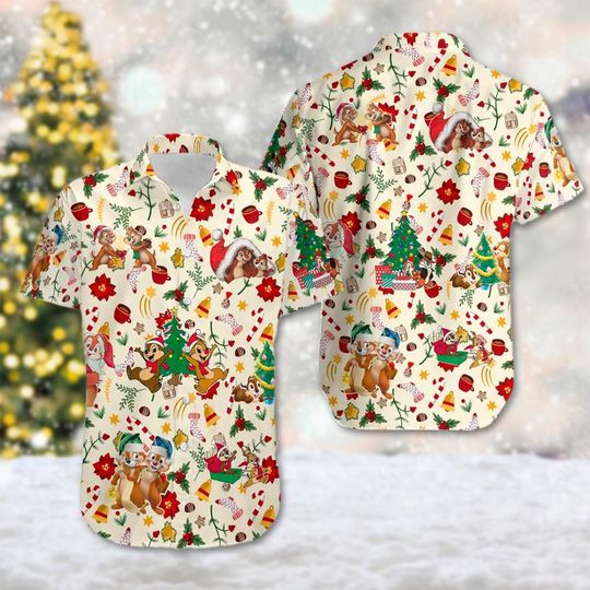 Chip n Dale Christmas Hawaiian Shirt, Chip and Dale Xmas Party Hawaii Shirt