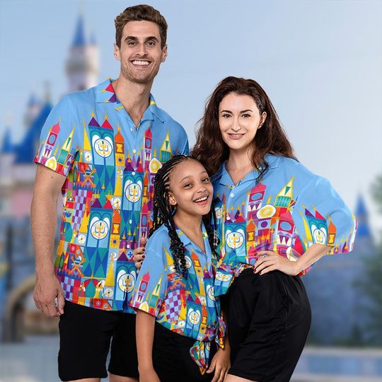 Its A Small World Hawaii Shirt, Theme Parks Inspired Button Up Shirt