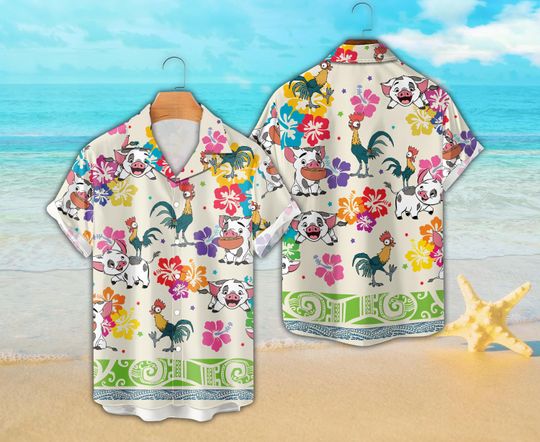 Discover Ddisney Heihei And Maui Pua Hawaiian Shirt, Summer Trip Floral Moana Beach Hawaii Shirt