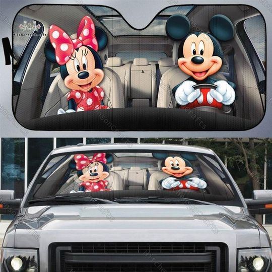 Discover Mickey And Minnie Car Sun Shade, Disney Characters SunShade, Disney Mouse Car Shade, Disneyland Couple Auto Sun Shade, Disney Trip Gift