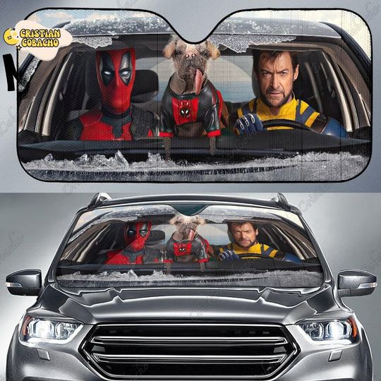 Deadpool & Wolverine Sunshade Car Windshield, Cute Cartoon Sun Shade, Disney Deadpool Car Accessory, Blocks UV Rays Sun Heat Protection