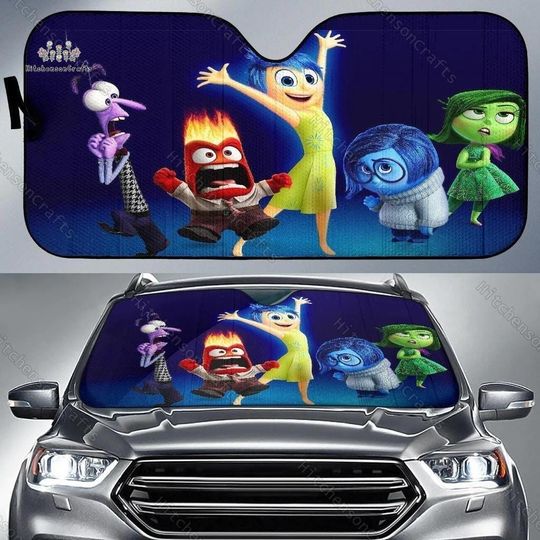 Discover Inside Out Car Sunshade, It's Okay To Feel, Disney Cartoon Movie Car Sunshade, Inside Out Movie Car Windshield, Inside Out 2 Car Decor