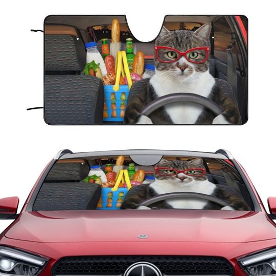 Discover Humorous cat car visor customization - custom pet avatar windshield visor - personalized picture car accessories - gifts for cat lovers