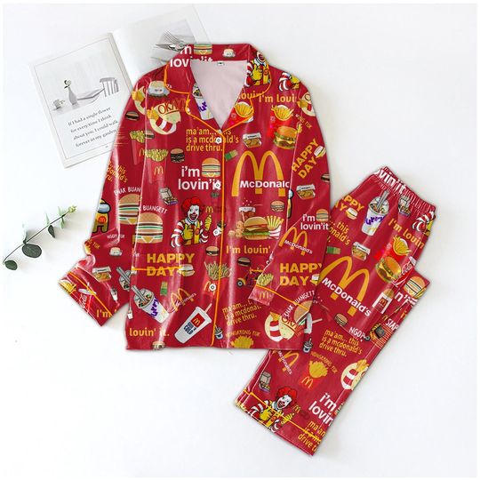 Discover McDonald Pajamas Set, Mc Donald Pajamas Christmas, McDonald Long Sleeve Pajama, Mc Donald Pajamas Family, Fast Food Lover Pajamas Women