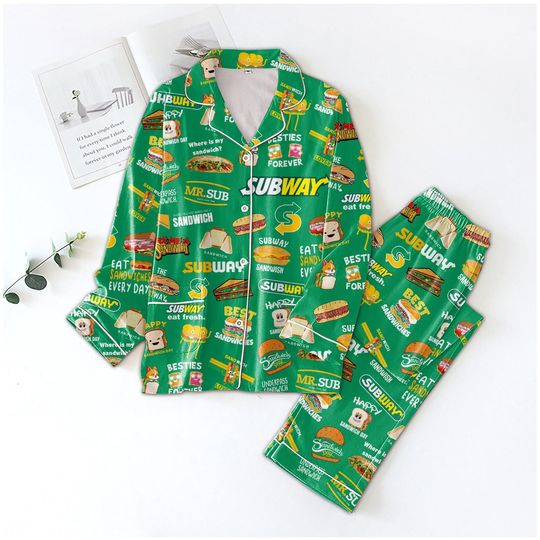 Discover Subway Pajamas Set, Subway Pajamas Christmas, Fast Food Holiday Pajamas, Subway Pajamas Family, Matching Pajamas For Her Him Women Men