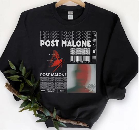 Post Malone Twelve Carat Concert Shirt, Post Malone Tour Merch Rap Music Sweater, Ghost Malone Posty 90's Sweatshirt,Toothache Shirt