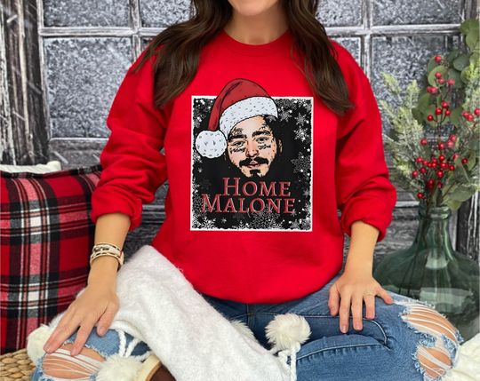 Home Malone Sweatshirt, Ugly Christmas Sweathirt, Funny Christmas Sweathirt, Home Alone Sweathirt,Ghost Malone Shirt
