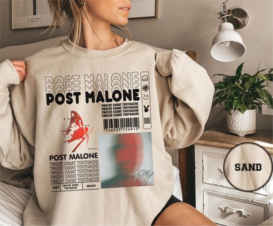 Post Malone Twelve Carat Concert Shirt, Post Malone Tour 2023 Merch Rap Music Sweater, Ghost Malone Posty 90's Sweatshirt,Toothache Shirt