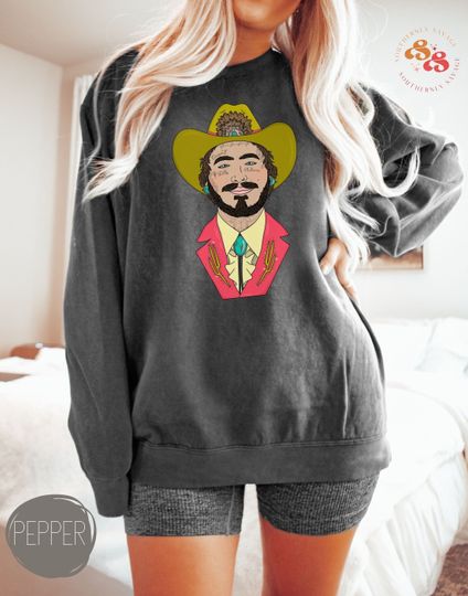 Discover Cowboy Posty Comfort Colors Sweatshirt Posty Crewneck Sweatshirt