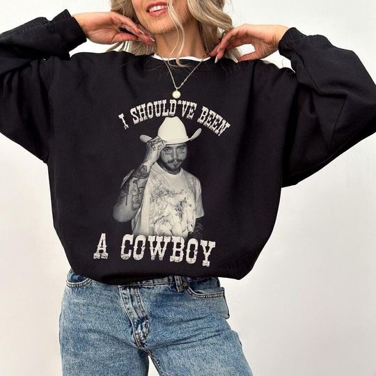 Discover Cowboy Post Sweatshirt, Western Graphic Shirt, Country Era Shirt, Should've Been A Cowboy Shirt, Posty Sweatshirt, Posty Rapper Shirt