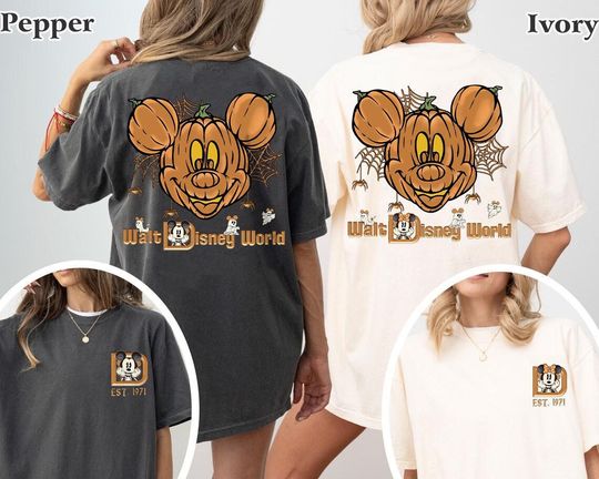 Discover Double-Sided Mickey Minnie Couple Halloween Shirt, Walt Disney World Halloween Shirt
