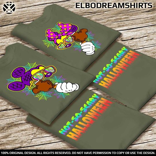 Discover Mickey & Minnie Bar Ice Cream Front and Back print not so-scary halloween party Shirts