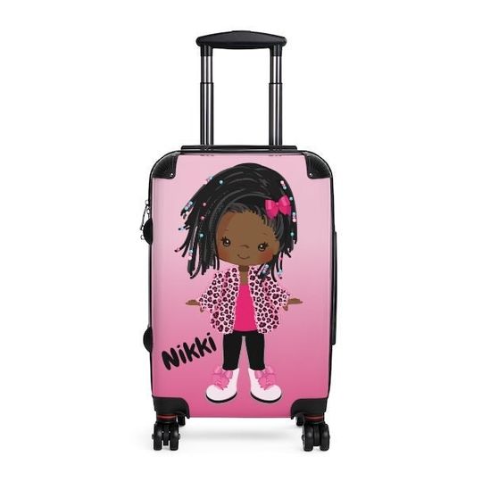 Personalized Luggage, Black Girl Suitcase, African American Luggage, Kids Luggage, Carry On Suitcase, Black Girl Luggage, Black Girl Travel