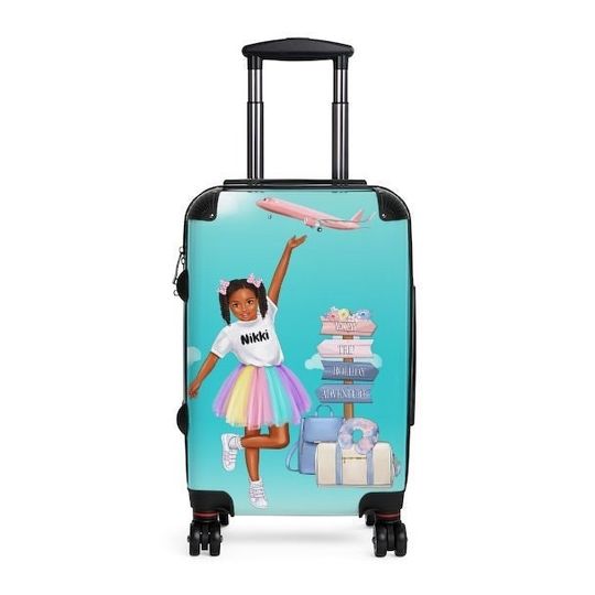 Discover Kids Luggage, Personalized Luggage, Black Girl Suitcase, African American Luggage, Carry On Suitcase, Black Girl Luggage, Black Girl Travel
