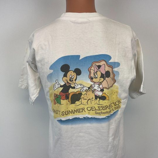 Discover Walt Disney Vero Beach Resort Mickey Mouse Double Sided T Shirt Vtg Y2K Size M