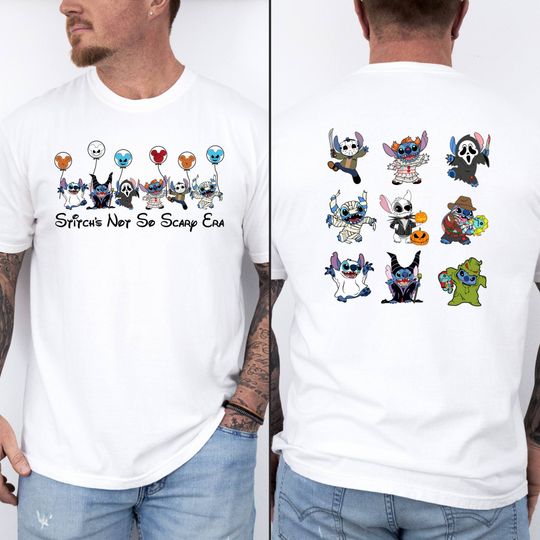 Comfort Colors Shirt, Stitch Halloween Tee, Halloween 2 Sided Tee, Not Scary Era Tee