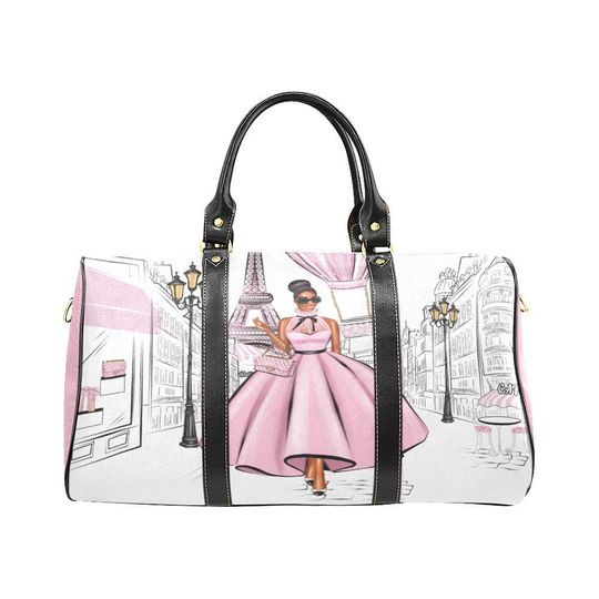 Discover Personalized Duffle Bag for Black Girl, African American Weekender Bag, Lady in Paris Travel Bag Gift for Black Women, Girls Trip Duffle Bag