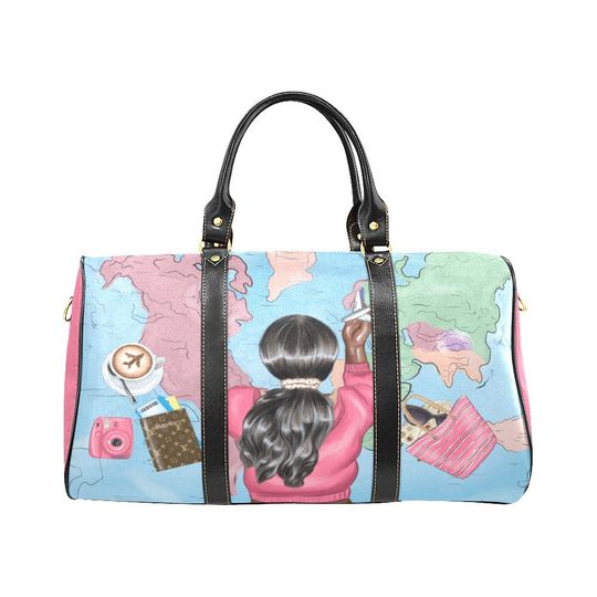 Discover African American Travel Bag - Weekender Bag - Overnight Bag - Duffel Bag - Black Woman Travel Bag - Carry On Bag - Black Girl Bag - Pink Bag