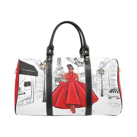 Discover Travel Bag for Black Women - African American Travel Bag - Black Girl Bag - Paris Bag - Duffle Bag - Weekender Bag - Black Woman Bag