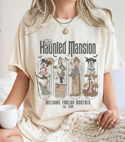 Discover Vintage Disney Halloween Haunted Mansion Shirt | Welcome Foolish Mortals Retro Tshirt