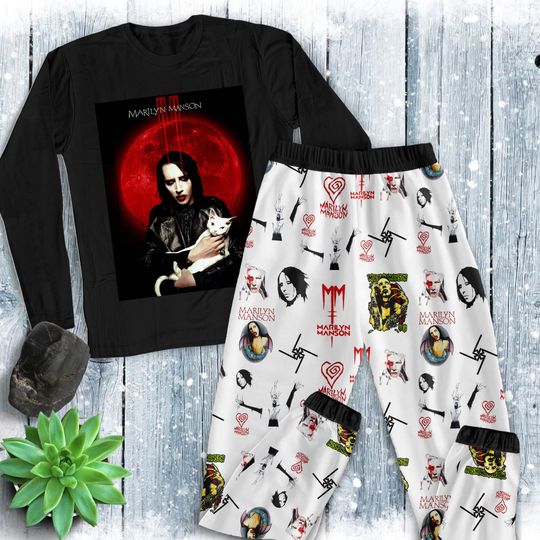Marilyn Manson Pajamas Set, Family Pajamas, Family Christmas Pajamas Set.