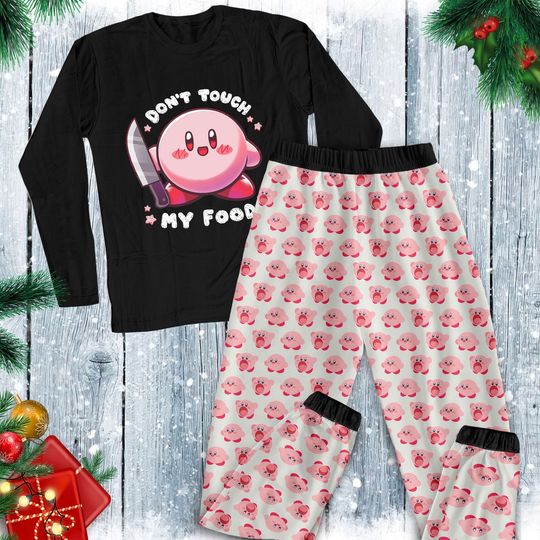 Don't Touch My Food Pajamas Set, Kirby Family Pajamas, Family Christmas Pajamas Set.
