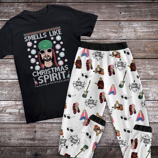 Discover Kurt Cobain Pajamas Set, Family Pajamas, Family Christmas Pajamas Set.