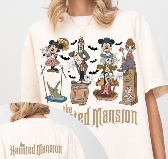 Discover Comfort Color Retro Haunted Mansion Halloween T-shirt, Mickey And Friends Shirt