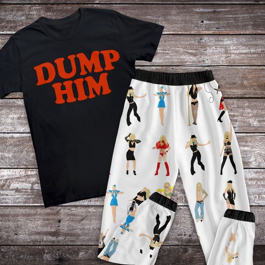 Dump Him Britney Spears Christmas Pajamas Set, Family Pajamas, Family Christmas Pajamas Set.