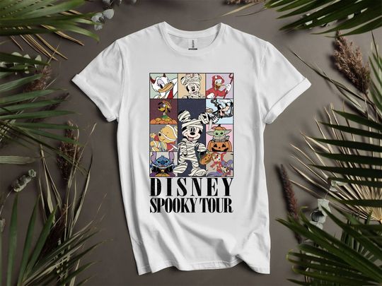 Discover Disney Spooky Tour Halloween Characters Costume Custom T-Shirts for Men, Women