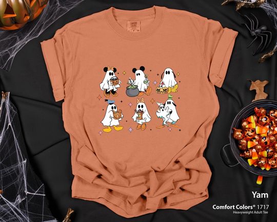 Discover Comfort Colors Mickey and Friends Ghost Shirt, Halloween Disney Shirt, Disney Ghost Shirt