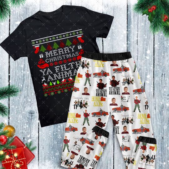 Home Alone Christmas Pajamas Set, Ya Filthy Anima Family Pajamas, Home Alone Family Christmas Pajamas Set.