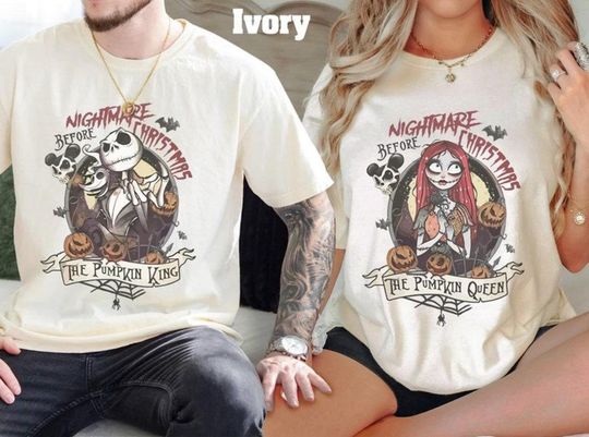 Vintage The Nightmare Before Christmas Shirt, Jack And Sally Couple Shirt