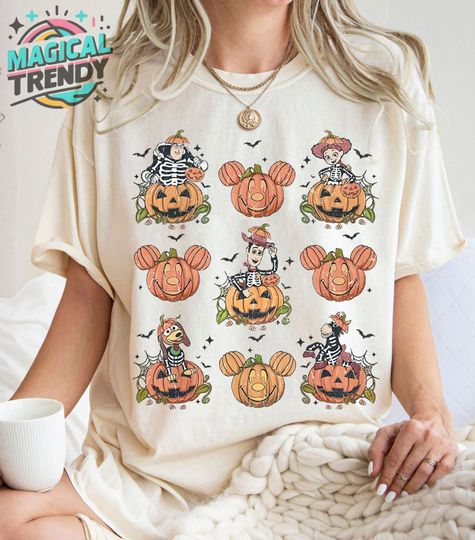 Discover Disney Pixar Toy Story Characters Costume Skeleton Pumpkin Shirt