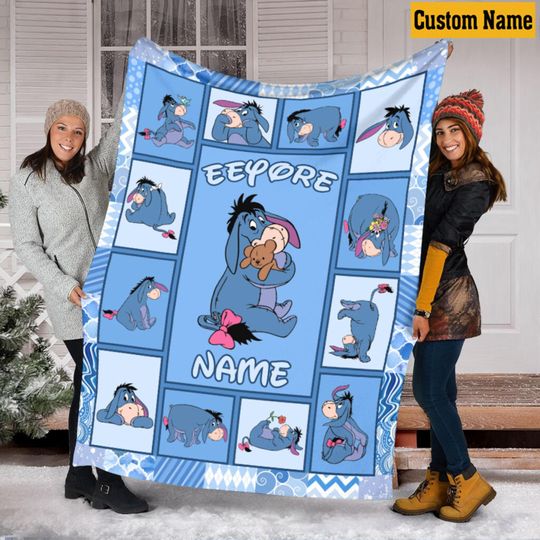 Discover Custom Disney Eeyore Blanket, Winnie The Pooh Blanket, Cartoon Movie Throw Blanket, Housewarming Gift, Birthday Gift For Her Him