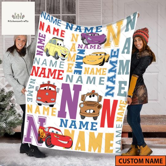 Discover Personalized Lightning McQueen Blanket, Disney Cars Movie Blanket, Car Character Blanket, Birthday Gift For Girl Boy Him Her