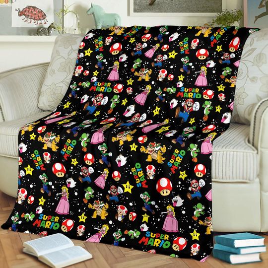 Discover Mario Blanket, Game Blanket, Mario Throw Blanket, Super Mario Birthday Gift, Mario Lover Gift, Gamer Blanket, Super Mario Blanket