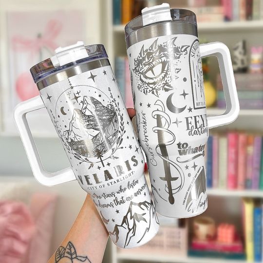 ACOTAR 40oz Engraved Tumbler | Suriel Tea Co | Fantasy Book Lover Gift | Feyre and Rhys | Court of Thorns and Roses | Laser Engraved