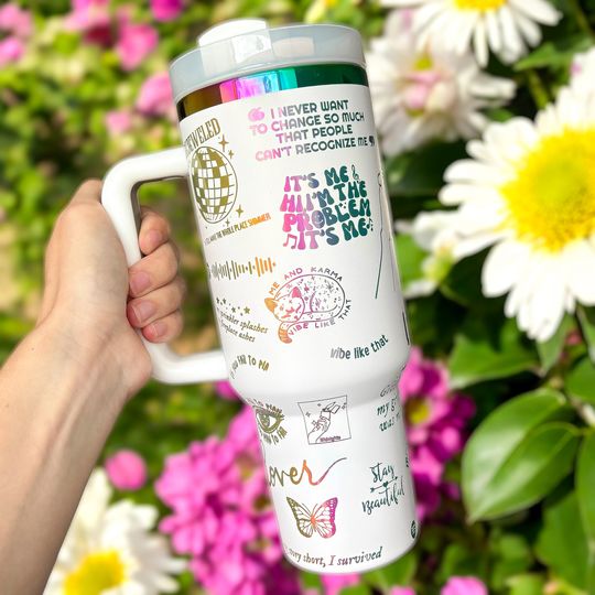 Engraved Era 40oz Tumbler | Singer Cup | Reusable 24oz Travel Tumbler | Starbucks Inspired | Gifts for Swif-tie Fan | Cute Drinkware