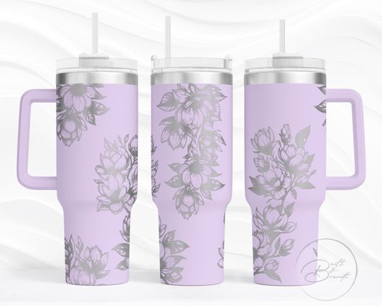 Discover 40oz Magnolia Flower Tumbler with Lid and Straw, Floral Tumbler, Magnolia Gift, Magnolia Cup, Magnolia Flowers