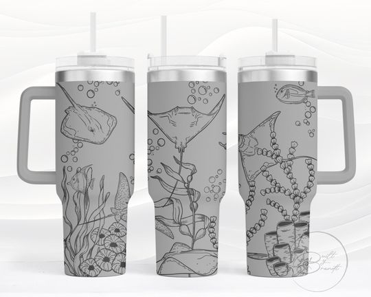 Discover 40oz Stingray Tumbler with Lid and Straw, Ocean Animal Tumblers, Sea Animal Gifts, Beach Vacation Tumbler