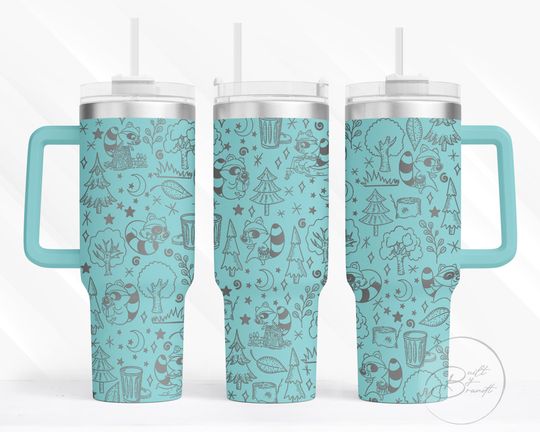 40oz Cute Raccoon Tumbler With Lid and Straw, Raccoon Gifts, Trash Panda Tumbler